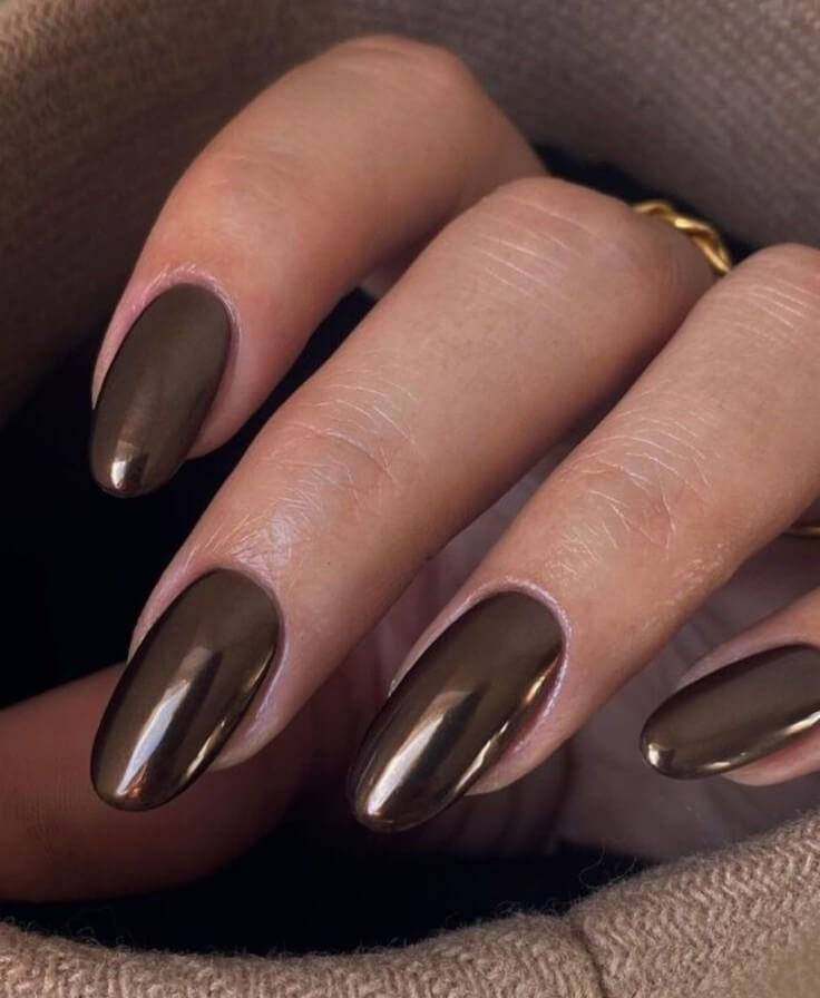 Brown Chrome Nails